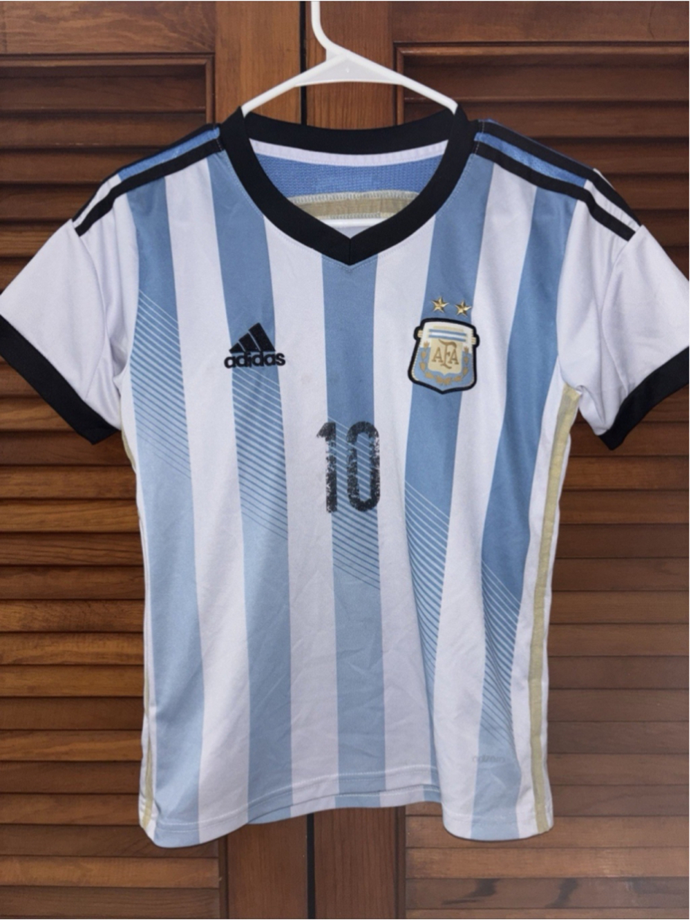 Argentina Lionel Messi #10 Adidas ClimaCool White & Blue Jersey Size 28 (Small)